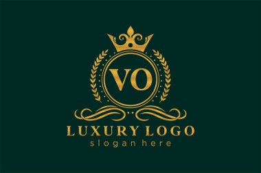 VO Kraliyet Logosu Restoran, Kraliyet, Butik, Cafe, Otel, Heraldic, Mücevher, Moda ve diğer vektör ilüstrasyonları için vektör sanatı şablonu.