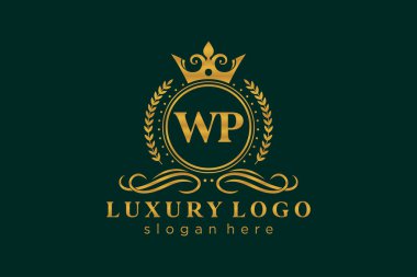 WP Kraliyet Logosu Restoran, Kraliyet, Butik, Cafe, Otel, Heraldic, Mücevher, Moda ve diğer vektör ilüstrasyonları için vektör sanatı şablonu.