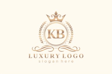 KB Letter Kraliyet Logosu Restoran, Kraliyet, Butik, Cafe, Otel, Heraldic, Mücevher, Moda ve diğer vektör ilüstrasyonları için vektör sanatı şablonu.