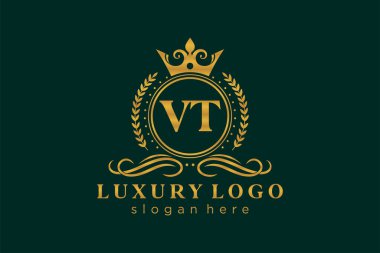 V Harfi Kraliyet Logosu Restoran, Kraliyet, Butik, Cafe, Otel, Heraldic, Mücevher, Moda ve diğer vektör çizimleri için vektör sanatı şablonu.