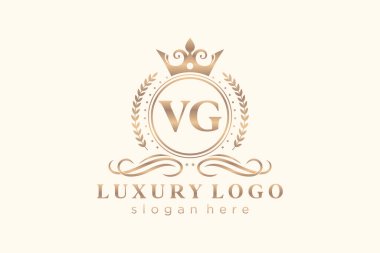 Restaurant, Royalty, Boutique, Cafe, Hotel, Heraldic, Mücevher, Moda ve diğer vektör illüstrasyonları için VG Kraliyet Logosu tasarımı.