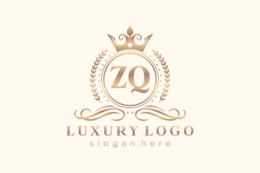 ZQ Harfi Kraliyet Logosu Restoran, Kraliyet, Butik, Cafe, Otel, Heraldic, Mücevher, Moda ve diğer vektör çizimleri için vektör sanatı şablonu.