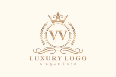 VV Letter Kraliyet Logosu Restoran, Kraliyet, Butik, Cafe, Otel, Heraldic, Mücevher, Moda ve diğer vektör ilüstrasyonları için vektör sanatı şablonu.