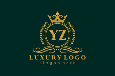 YZ Letter Kraliyet Logosu Restoran, Kraliyet, Butik, Cafe, Otel, Heraldic, Mücevher, Moda ve diğer vektör çizimleri için vektör sanatı şablonu.