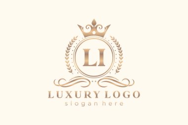 LI Letter Kraliyet Logosu Restoran, Kraliyet, Butik, Cafe, Otel, Heraldic, Mücevher, Moda ve diğer vektör çizimleri için vektör sanatı şablonu.