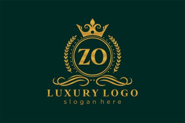 ZO Harfi Kraliyet Logosu Restoran, Kraliyet, Butik, Cafe, Otel, Heraldic, Mücevher, Moda ve diğer vektör ilüstrasyonları için vektör sanatı şablonu.