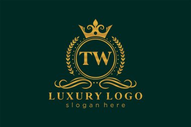 Restaurant, Royalty, Boutique, Cafe, Hotel, Heraldic, Mücevher, Moda ve diğer vektör illüstrasyonları için TW Kraliyet Logosu tasarımı.