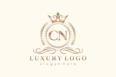 CN Kraliyet Logosu Restoran, Kraliyet, Butik, Cafe, Otel, Heraldic, Mücevher, Moda ve diğer vektör ilüstrasyonları için vektör sanatı şablonu.