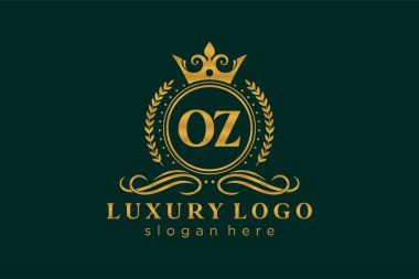 OZ Letter Kraliyet Logosu Restoran, Kraliyet, Butik, Cafe, Otel, Heraldic, Mücevher, Moda ve diğer vektör çizimleri için vektör sanatı şablonu.