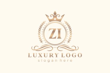 ZI Letter Kraliyet Logosu Restoran, Kraliyet, Butik, Cafe, Otel, Heraldic, Mücevher, Moda ve diğer vektör çizimleri için vektör sanatı şablonu.