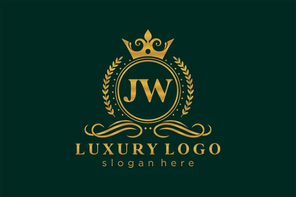 Jw字母Royal Luxury标志模板 用于餐馆 皇家酒店 精品店 咖啡店 希尔迪奇酒店 时装和其他矢量插图的矢量艺术 — 图库矢量图片