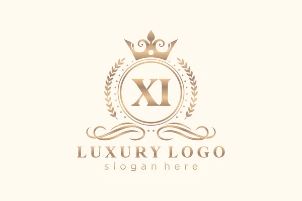 Levél Royal Luxury Logo Sablon Vektor Művészet Étterem Royalty Boutique — Stock Vector