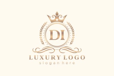 DI Letter Kraliyet Logosu Restoran, Kraliyet, Butik, Cafe, Otel, Heraldic, Mücevher, Moda ve diğer vektör çizimleri için vektör sanatı şablonu.