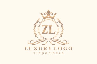 ZL Letter Kraliyet Logosu Restoran, Kraliyet, Butik, Cafe, Otel, Heraldic, Mücevher, Moda ve diğer vektör çizimleri için vektör sanatı şablonu.