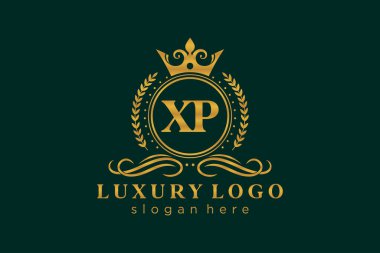 Restoran, Kraliyet, Butik, Cafe, Otel, Heraldic, Mücevher, Moda ve diğer vektör illüstrasyonları için XP Kraliyet Logosu tasarımı.