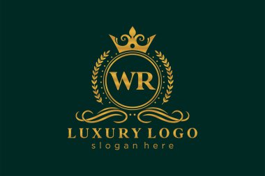 WR Letter Kraliyet Logosu Restoran, Kraliyet, Butik, Cafe, Otel, Heraldic, Mücevher, Moda ve diğer vektör ilüstrasyonları için vektör sanatı şablonu.
