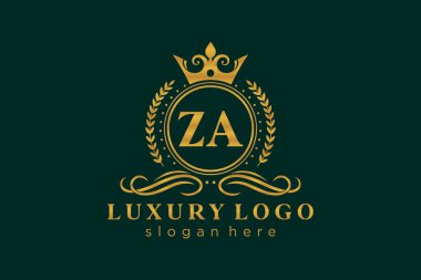 ZA Kraliyet Lüks Logosu Restoran, Kraliyet, Butik, Cafe, Otel, Heraldic, Mücevher, Moda ve diğer vektör ilüstrasyonları için vektör sanatı şablonu.