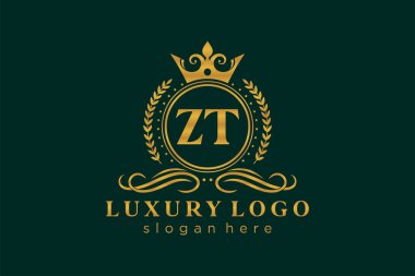 ZT Letter Kraliyet Logosu Restoran, Kraliyet, Butik, Cafe, Otel, Heraldic, Mücevher, Moda ve diğer vektör çizimleri için vektör sanatı şablonu.