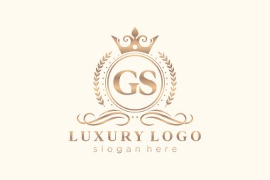 GS Letter Kraliyet Logosu Restoran, Kraliyet, Butik, Cafe, Otel, Heraldic, Mücevher, Moda ve diğer vektör çizimleri için vektör sanatı şablonu.