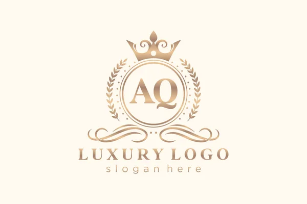 Aq字母Royal Luxury标志模板 用于餐馆 皇家酒店 精品店 咖啡店 希尔迪奇酒店 时装和其他矢量插图的矢量艺术 — 图库矢量图片