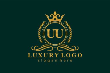UU Letter Kraliyet Logosu Restoran, Kraliyet, Butik, Cafe, Otel, Heraldic, Mücevher, Moda ve diğer vektör ilüstrasyonları için vektör sanatı şablonu.