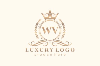 WV Letter Kraliyet Logosu Restoran, Kraliyet, Butik, Cafe, Otel, Heraldic, Mücevher, Moda ve diğer vektör ilüstrasyonları için vektör sanatı şablonu.