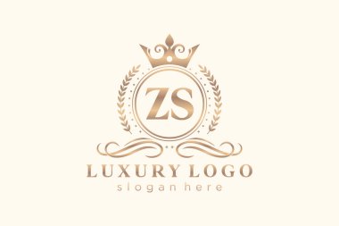 ZS Letter Kraliyet Logosu Restoran, Kraliyet, Butik, Cafe, Otel, Heraldic, Mücevher, Moda ve diğer vektör ilüstrasyonları için vektör sanatı şablonu.