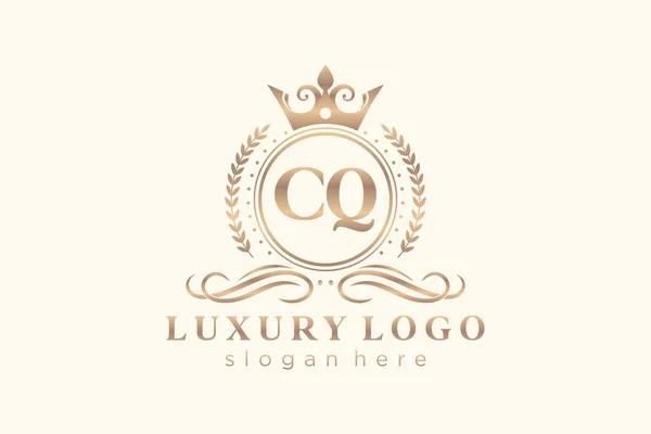 Cq字母Royal Luxury标志模板 用于餐馆 皇家酒店 精品店 咖啡店 希尔迪奇酒店 时装和其他矢量插图的矢量艺术 — 图库矢量图片