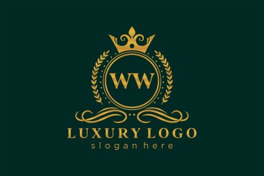 WW Letter Kraliyet Logosu Restoran, Kraliyet, Butik, Cafe, Otel, Heraldic, Mücevher, Moda ve diğer vektör ilüstrasyonları için vektör sanatı şablonu.
