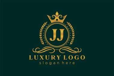 JJ Letter Kraliyet Logosu Restoran, Kraliyet, Butik, Cafe, Otel, Heraldic, Mücevher, Moda ve diğer vektör çizimleri için vektör sanatı şablonu.