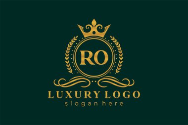RO Kraliyet Logosu Restoran, Kraliyet, Butik, Cafe, Otel, Heraldic, Mücevher, Moda ve diğer vektör ilüstrasyonları için vektör sanatı şablonu.