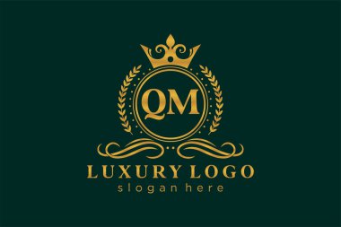 Restoran, Kraliyet Logosu, Butik, Cafe, Otel, Heraldic, Mücevher, Moda ve diğer vektör illüstrasyonları için vektör sanatı şablonu.