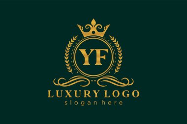 YF Kraliyet Logosu Restoran, Kraliyet, Butik, Cafe, Otel, Heraldic, Mücevher, Moda ve diğer vektör ilüstrasyonları için vektör sanatı şablonu.