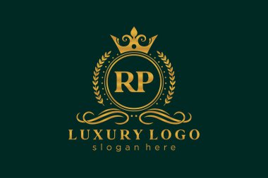 RP Kraliyet Logosu Restoran, Kraliyet, Butik, Cafe, Otel, Heraldic, Mücevher, Moda ve diğer vektör ilüstrasyonları için vektör sanatı şablonu.