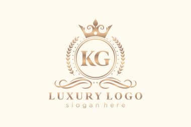 KG Letter Kraliyet Logosu Restoran, Kraliyet, Butik, Cafe, Otel, Heraldic, Mücevher, Moda ve diğer vektör ilüstrasyonları için vektör sanatı şablonu.