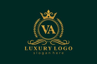 Restaurant, Royalty, Boutique, Cafe, Hotel, Heraldic, Mücevher, Moda ve diğer vektör illüstrasyonları için VA Kraliyet Logosu tasarımı.