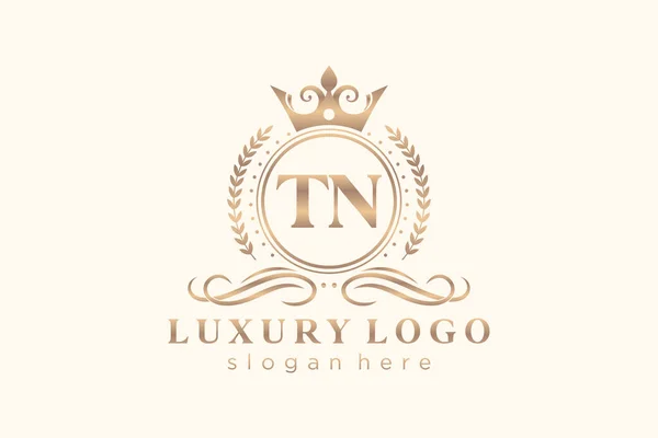 Tn字母Royal Luxury标志模板 用于餐馆 皇家酒店 精品店 咖啡店 赫拉尔迪奇酒店 时装和其他矢量插图的矢量艺术 — 图库矢量图片
