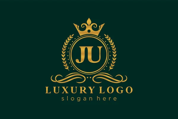 Ju字母Royal Luxury标志模板 用于餐馆 皇家酒店 精品店 咖啡店 希尔迪奇酒店 时装和其他矢量插图的矢量艺术 — 图库矢量图片
