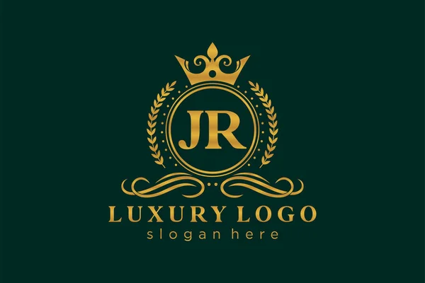 Jr字母Royal Luxury标志模板 用于餐馆 皇家酒店 精品店 咖啡店 希尔迪奇酒店 时装和其他矢量插图的矢量艺术 — 图库矢量图片