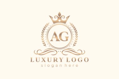 Restaurant, Royalty, Boutique, Cafe, Hotel, Heraldic, Mücevher, Moda ve diğer vektör illüstrasyonları için AG Kraliyet Logosu tasarımı.