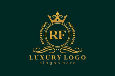 RF Kraliyet Logosu Restoran, Kraliyet, Butik, Cafe, Otel, Heraldic, Mücevher, Moda ve diğer vektör ilüstrasyonları için vektör sanatı şablonu.