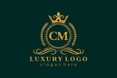 CM Kraliyet Logosu Restoran, Kraliyet, Butik, Cafe, Otel, Heraldic, Mücevher, Moda ve diğer vektör ilüstrasyonları için vektör sanatı şablonu.