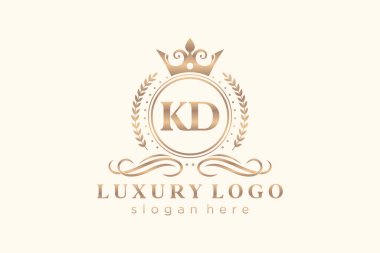 KD Letter Kraliyet Logosu Restoran, Kraliyet, Butik, Cafe, Otel, Heraldic, Mücevher, Moda ve diğer vektör ilüstrasyonları için vektör sanatı şablonu.