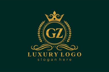 GZ Letter Kraliyet Logosu Restoran, Kraliyet, Butik, Cafe, Otel, Heraldic, Mücevher, Moda ve diğer vektör ilüstrasyonları için vektör sanatı şablonu.