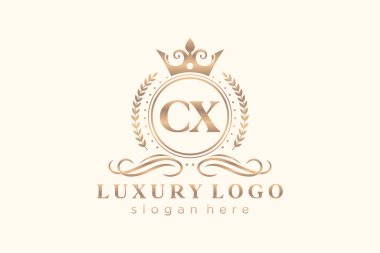 Restaurant, Royalty, Boutique, Cafe, Hotel, Heraldic, Jewelry, Fashion ve diğer vektör illüstrasyonları için Kraliyet Logosu CX Şablonu.