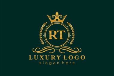 RT Kraliyet Logosu Restoran, Kraliyet, Butik, Cafe, Otel, Heraldic, Mücevher, Moda ve diğer vektör ilüstrasyonları için vektör sanatı şablonu.