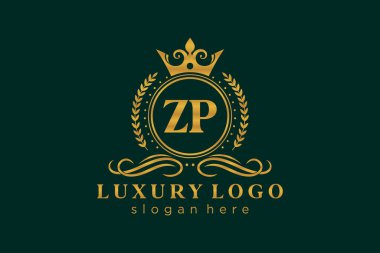 ZP Kraliyet Logosu Restoran, Kraliyet, Butik, Cafe, Otel, Heraldic, Mücevher, Moda ve diğer vektör ilüstrasyonları için vektör sanatı şablonu.