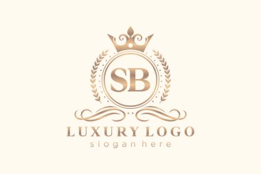SB Letter Kraliyet Logosu Restoran, Kraliyet, Butik, Cafe, Otel, Heraldic, Mücevher, Moda ve diğer vektör ilüstrasyonları için vektör sanatı şablonu.