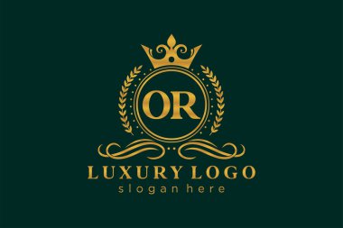 Ya da Kraliyet Logosu Restoran, Kraliyet, Butik, Cafe, Otel, Heraldic, Mücevher, Moda ve diğer vektör çizimleri için vektör sanatı şablonu.