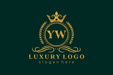 YW Kraliyet Logosu Restoran, Kraliyet, Butik, Cafe, Otel, Heraldic, Mücevher, Moda ve diğer vektör ilüstrasyonları için vektör sanatı şablonu.